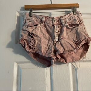 We The Free Pink Distressed Jean Shorts